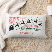 Coussin Rectangle Joyeux Noël Père Noël sur sa silhouette de dorsale (Couverture)