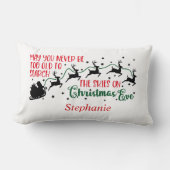 Coussin Rectangle Joyeux Noël Père Noël sur sa silhouette de dorsale (Recto)