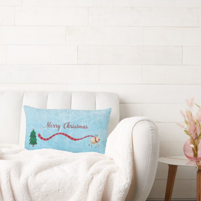 Coussin Rectangle Joyeux Noël Reindeer Écharpe hiver Frost (Canapé)