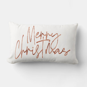 Coussin Rectangle Joyeux Noël rose or Hollyday lettrage