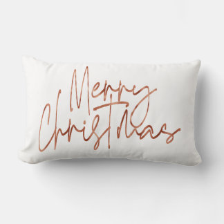 Coussin Rectangle Joyeux Noël rose or Hollyday lettrage