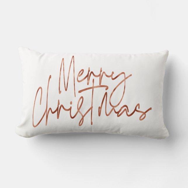 Coussin Rectangle Joyeux Noël rose or Hollyday lettrage (Recto)