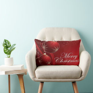 Coussin Rectangle Joyeux Noël rouge et or élégant