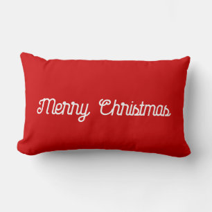 Coussin Rectangle Joyeux Noël rouge ou ajouter votre texte Minimalis