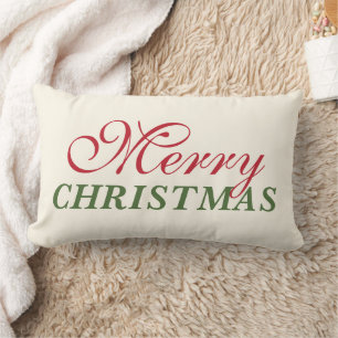 Coussin Rectangle Joyeux Noël Rustique Rouge et Vert