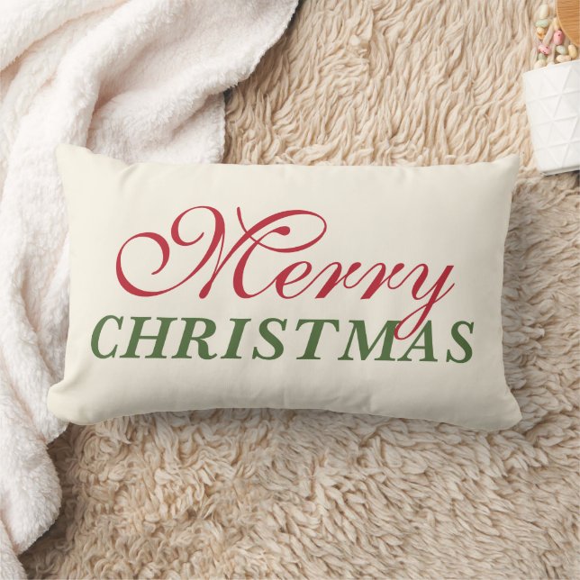 Coussin Rectangle Joyeux Noël Rustique Rouge et Vert (Couverture)