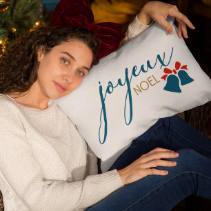 Coussin Rectangle Joyeux Noel Vacances de Noël Script Bells