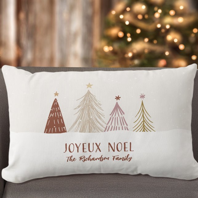 Coussin Rectangle Joyeux Noël Vacances Forêt Enneigée Personnalisées (Créateur téléchargé)
