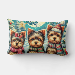 Coussin Rectangle Joyeux Noël vintage Terrier Yorskhire Yorkie