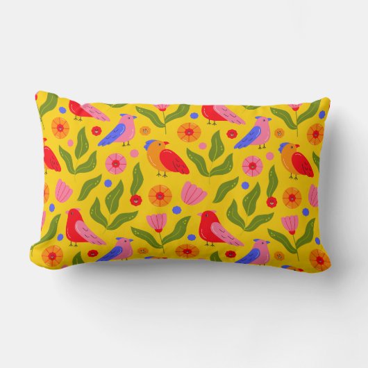 Coussin Rectangle Joyeux oiseaux se rassemblent joyeux (Recto)