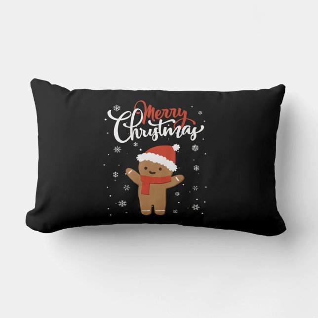 Coussin Rectangle Joyeux pain d'épices de Noël | cookie de noël (Recto)