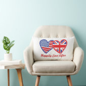 Coussin Rectangle Joyeux Pour Toujours Union Jack/Cœurs USA (Chaise)