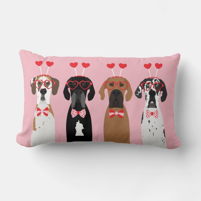 Coussin Rectangle Joyeux Valentines Day Chiens de Danse (Recto)
