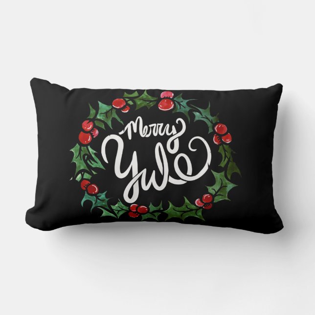 Coussin Rectangle Joyeux Yule Pagan Vacances Wiccan Bienheureux Yule (Recto)
