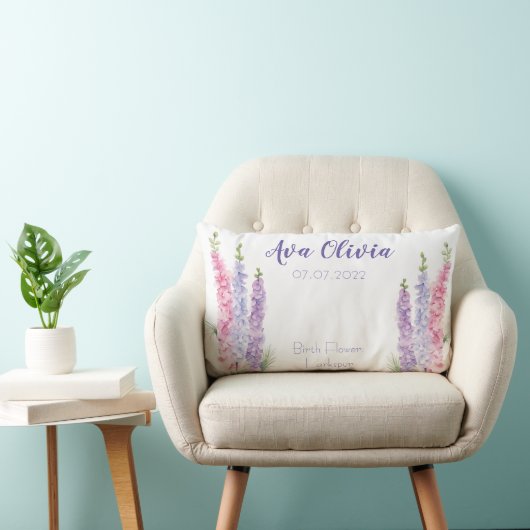 Coussin Rectangle Juillet Fleur de naissance Larkspur (Chaise)