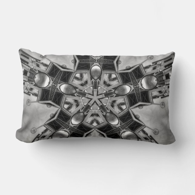 Coussin Rectangle Kaléidoscope gris foncé Star... (Recto)