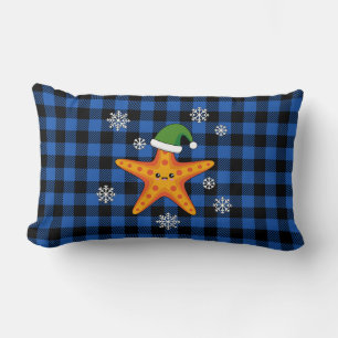 Coussin Rectangle Kawaii Xmas Starfish sur Blue Buffalo Motif