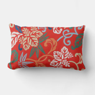 Coussin Rectangle Kimono japonais hawaïen rouge : Vintage floral