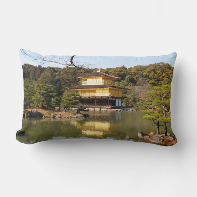 Coussin Rectangle Kinkaku-ji 金 閣 Temple 寺 du Pavillon d'Or (Recto)