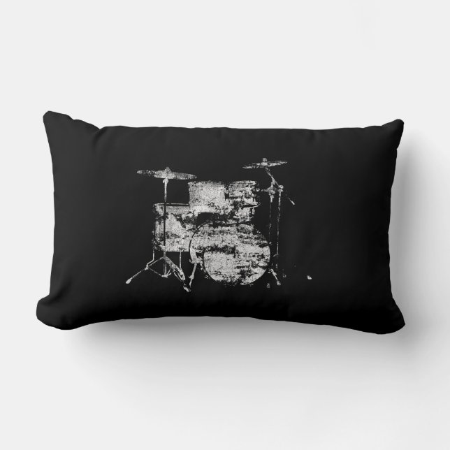 Coussin Rectangle kit batterie déco noir & blanc (Recto)