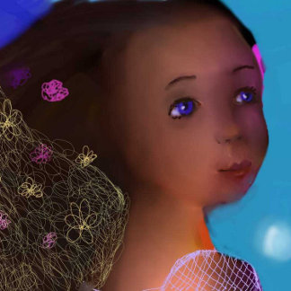 Coussin Rectangle Kitty avec oiseau et abstrait s