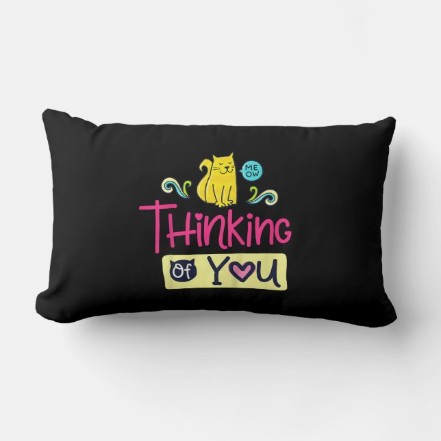 Coussin Rectangle Kitty Pense À Toi | Cadeau Amoureux des chats mign (Recto)