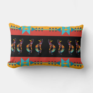 Coussin Rectangle Kokopelli coloré réversible du Sud-Ouest