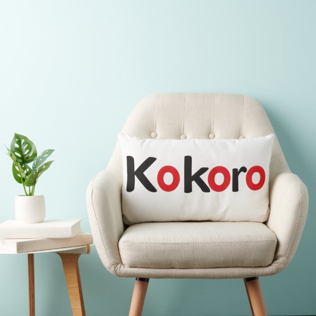Coussin Rectangle Kokoro Texte noir et rouge (Chaise)