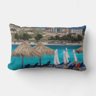 Coussin Rectangle Ksamil, bord de plage de la ville