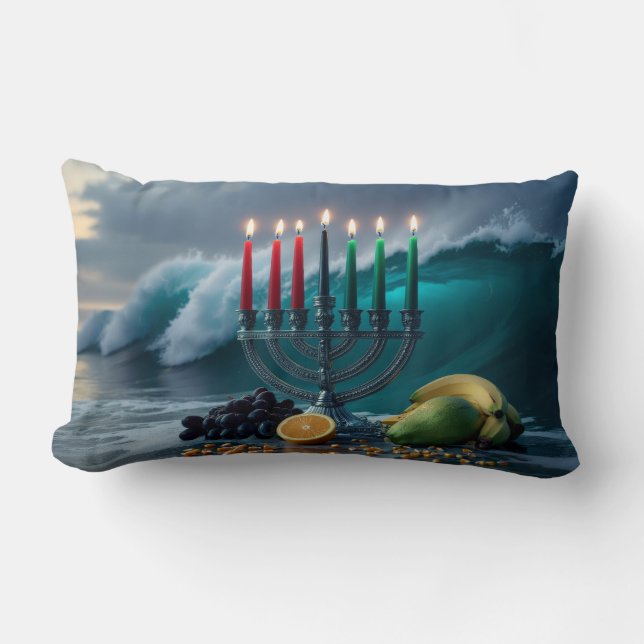COUSSIN RECTANGLE KWANZAA - KINARA -  (Recto)