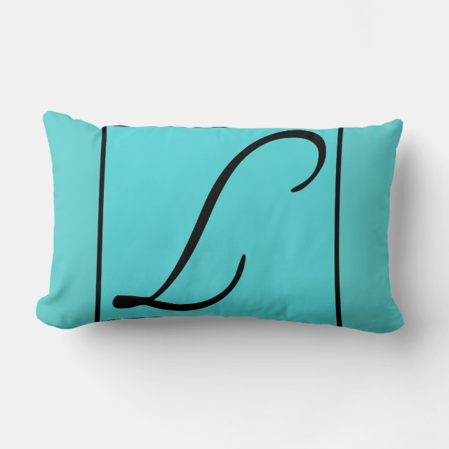 Coussin Rectangle L - La lettre L sur fond turquoise (Recto)