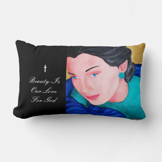 COUSSIN RECTANGLE LA BEAUTÉ EST NOTRE AMOUR POUR DIEU (Recto)