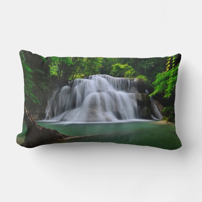 Coussin Rectangle La cascade d'Erawan | Kanchanaburi, Thaïlande (Recto)