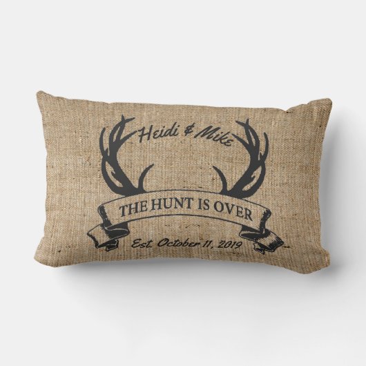 Coussin Rectangle "La chasse est terminée" Rustique Antler mariage p (Verso)