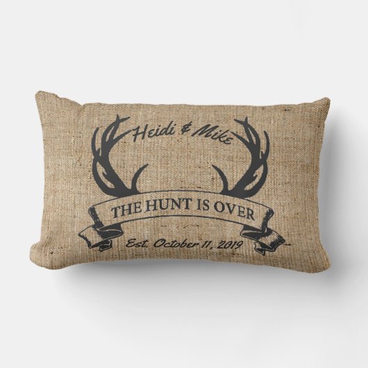 Coussin Rectangle "La chasse est terminée" Rustique Antler mariage p (Recto)