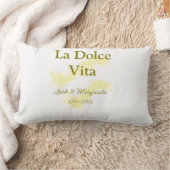 Coussin Rectangle La Dolce Vita jaune couple mariage Nom date paille (Couverture)