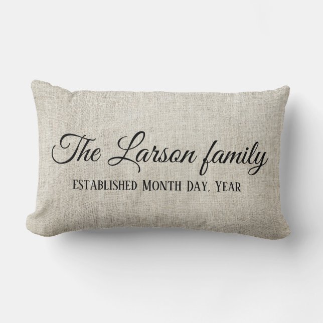 Coussin Rectangle La famille a établi la date sur le regard de toile (Recto)