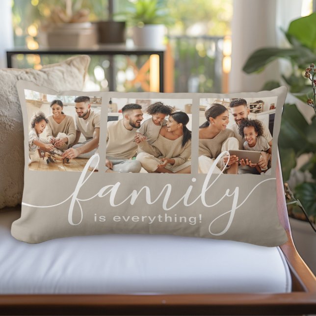 Coussin Rectangle La famille est tout 3 Collage photo (Personalize with 3 of your favorite family photos.)