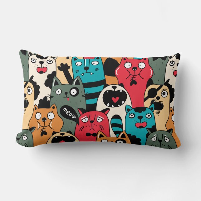 Coussin Rectangle La foule des chats (Recto)