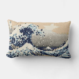 Coussin Rectangle La Grande vague au large de Kanagawa 8 bits Pixel 