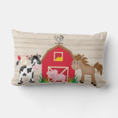 Coussin Rectangle La grange rouge d'animaux mignons de ferme badine (Verso)