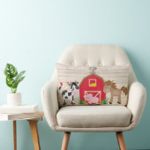 Coussin Rectangle La grange rouge d'animaux mignons de ferme badine (Chaise)