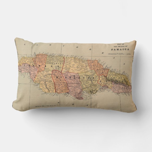 Coussin Rectangle La Jamaïque 1901 (Recto)