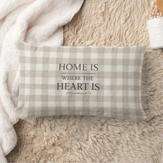 COUSSIN RECTANGLE LA MAISON EST LÀ OÙ EST LE CŒUR -