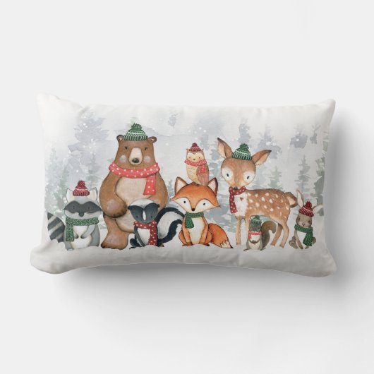Coussin Rectangle La petite forêt d'hiver Animaux La petite pépinièr (Recto)