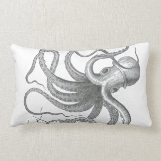 Coussin Rectangle La plage vintage de poulpe nautique de steampunk
