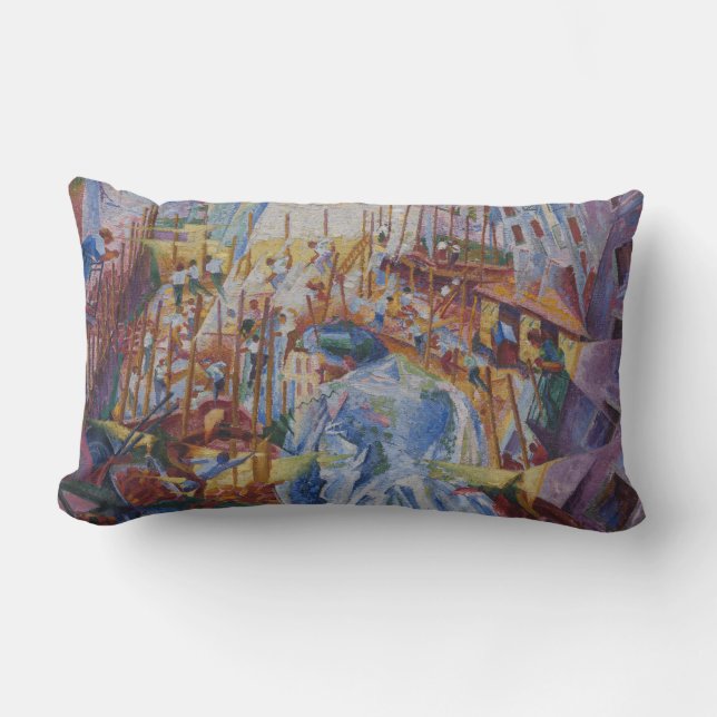 Coussin Rectangle La rue entre dans la maison - Umberto Boccioni (Recto)