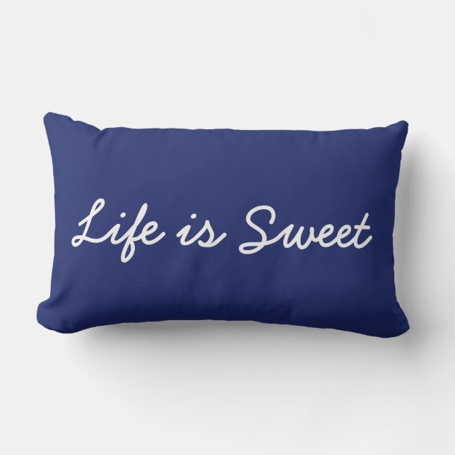 Coussin Rectangle La vie est douce et bienvenue Reversible Navy Blue (Recto)