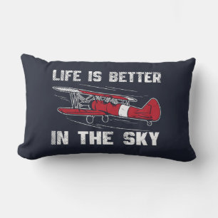 Coussin Rectangle La vie est meilleure dans les cieux Pilote d'avion