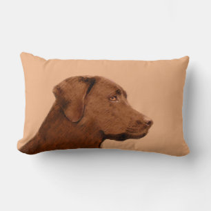 Coussin Rectangle Labrador Retriever (Chocolat) Peinture - Chien Art